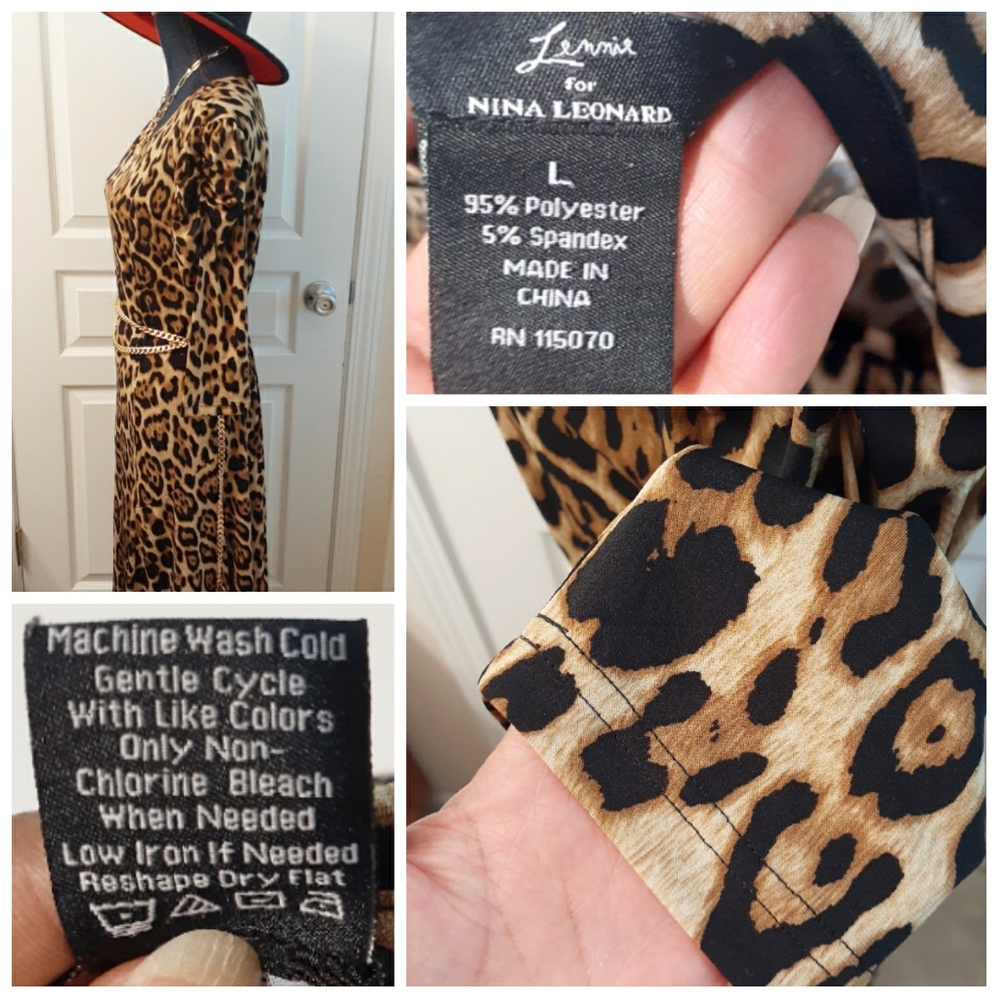 Lennie for Nina Leonard Leopard Ruched Stretch Dress - Picture 2 of 5